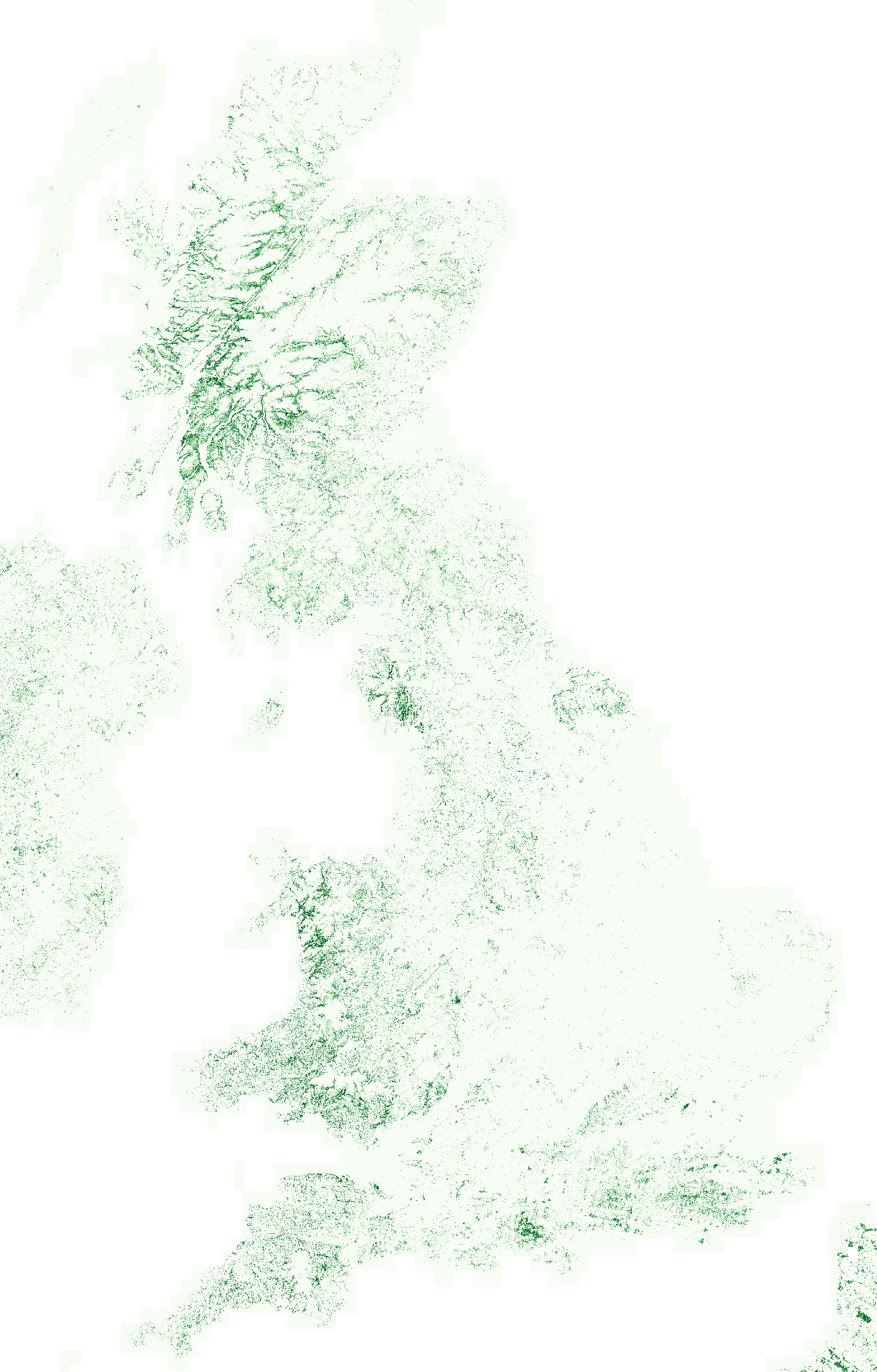 A TESSERA-generated map of temperate rainforest in Great Britain