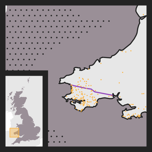 Predominantly English place names south of the Landsker line